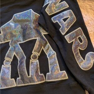 Disney STAR WARS Black Long Sleeve Top with Iridescent Silver Appliqué